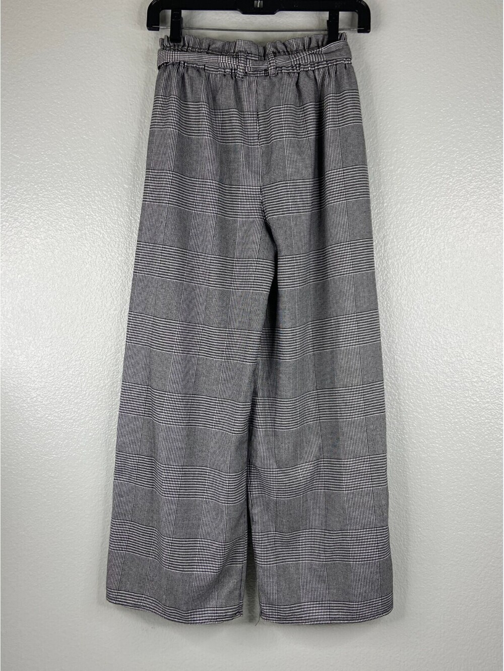 Art Class Women Large Houndstooth Plaid Pants Wide Leg Elastic Waist Tie Belt - Picture 5 of 9